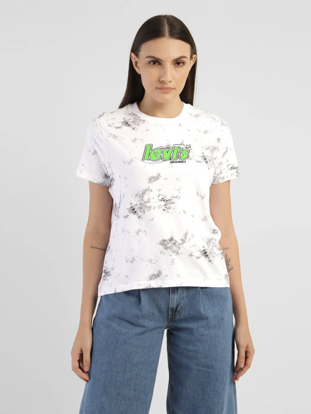 Women's Abstract Dyed Round Neck T-Shirt 2