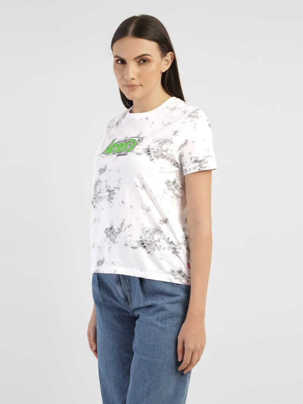 Women's Abstract Dyed Round Neck T-Shirt 4