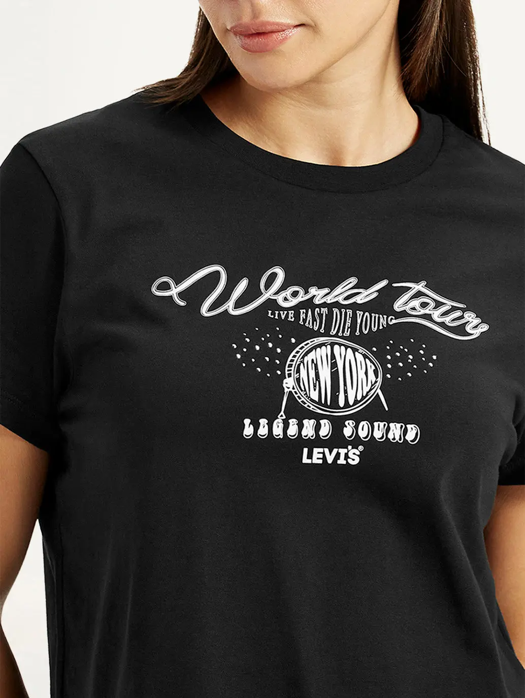 Women's Graphic Print Black Relaxed Fit T-Shirt 3