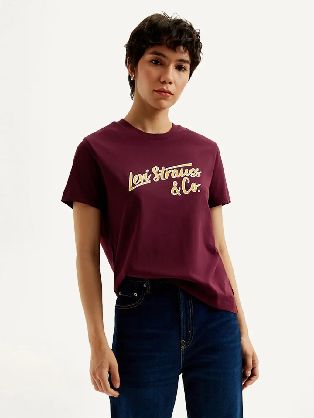 Women's Typography Maroon Crew Neck T-Shirt 1