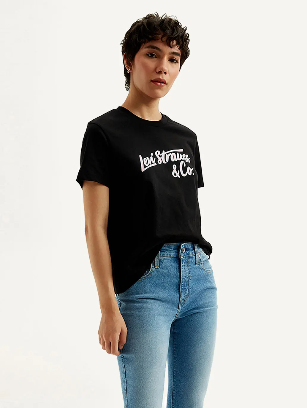 Women's Typography Black Crew Neck T-Shirt 2