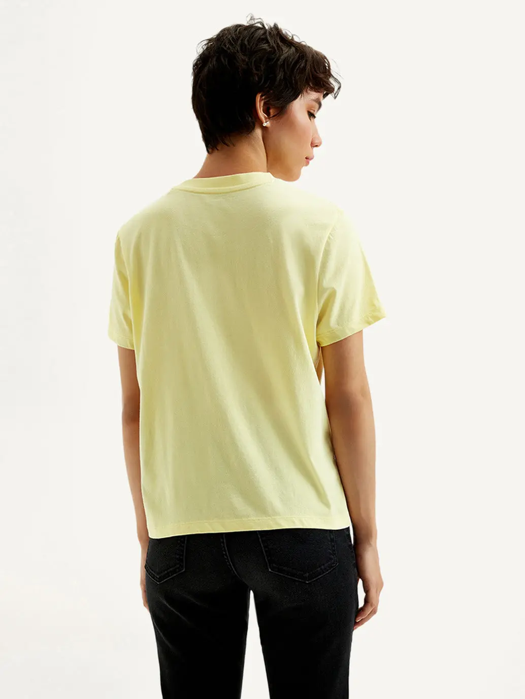 Women's Graphic Print Yellow Crew Neck T-Shirt 2