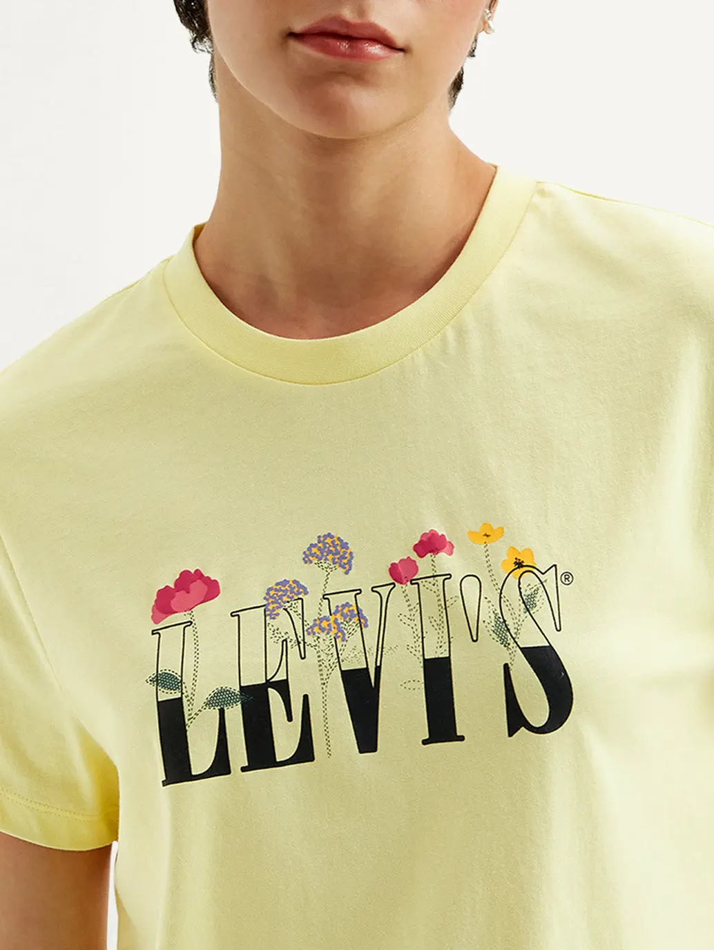 Women's Graphic Print Yellow Crew Neck T-Shirt 3