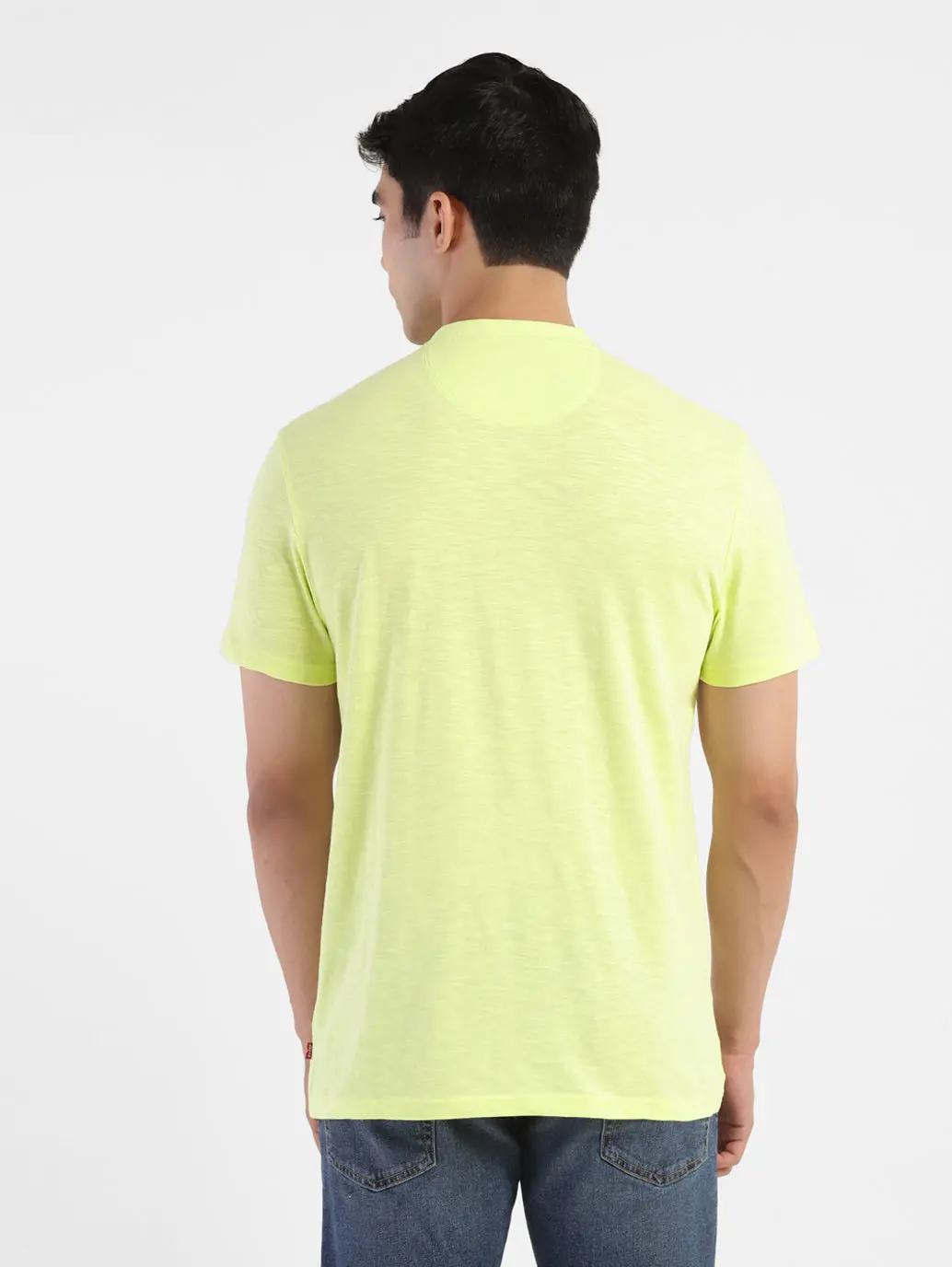 Men's Self Design Henley T-Shirt Yellow 3