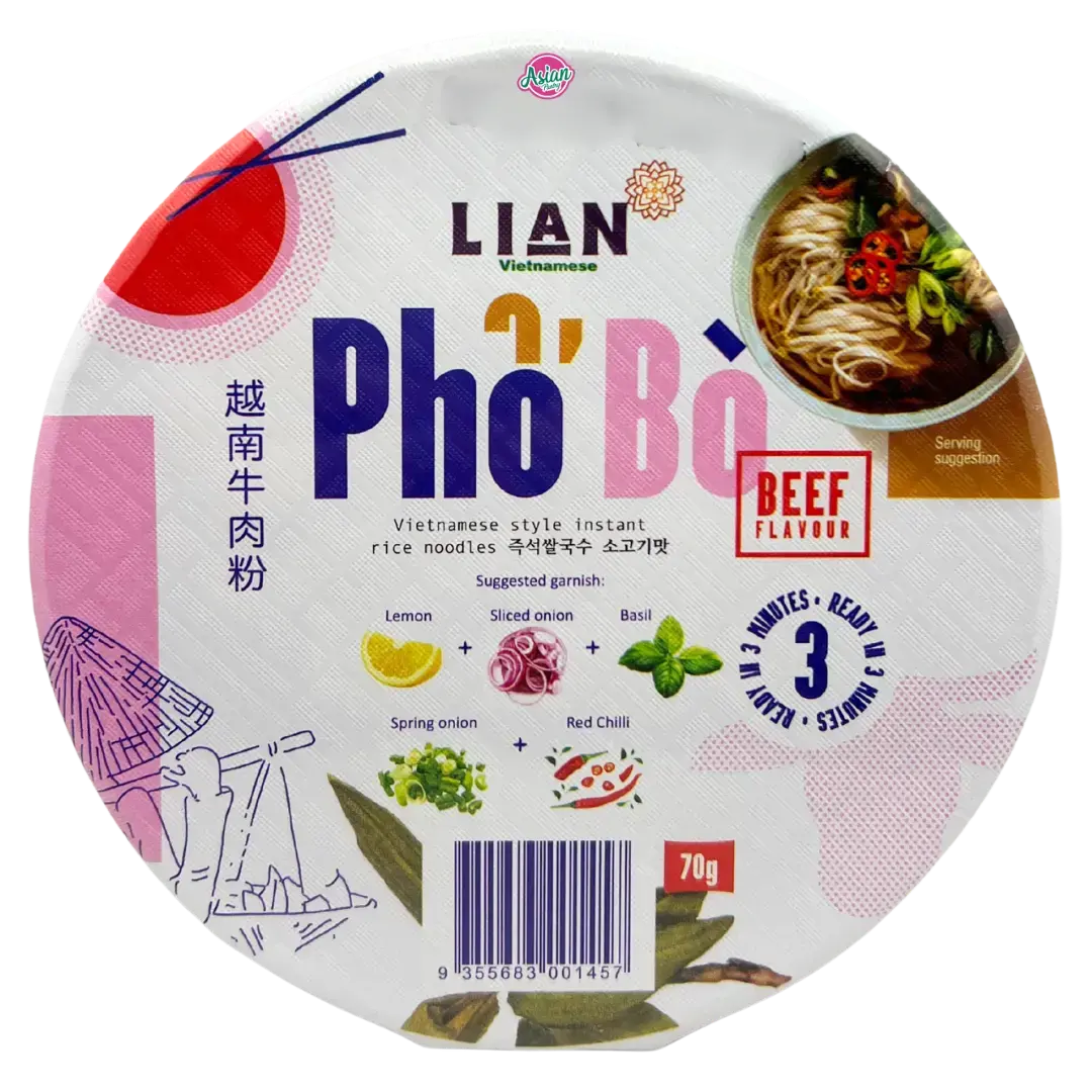 Lian Pho Beef Instant Rice Noodle Bowl 70G 1