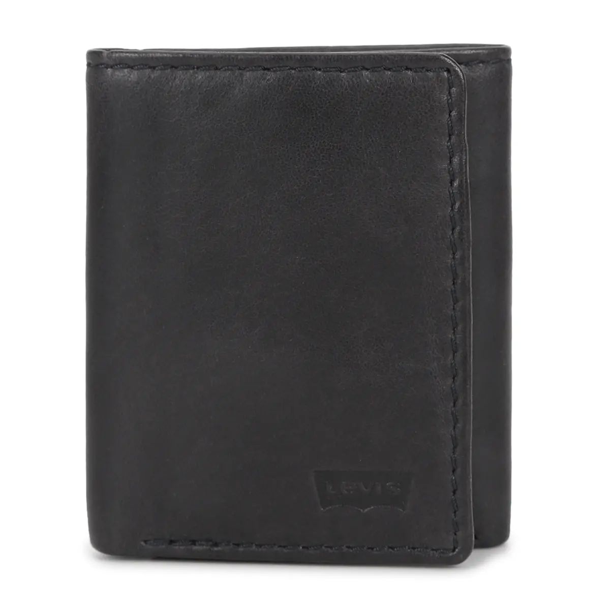 Men's Black Brand Logo Tri-Fold Wallet 1