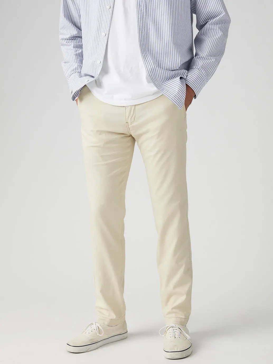 Men's Cream Regular Fit Chinos 3