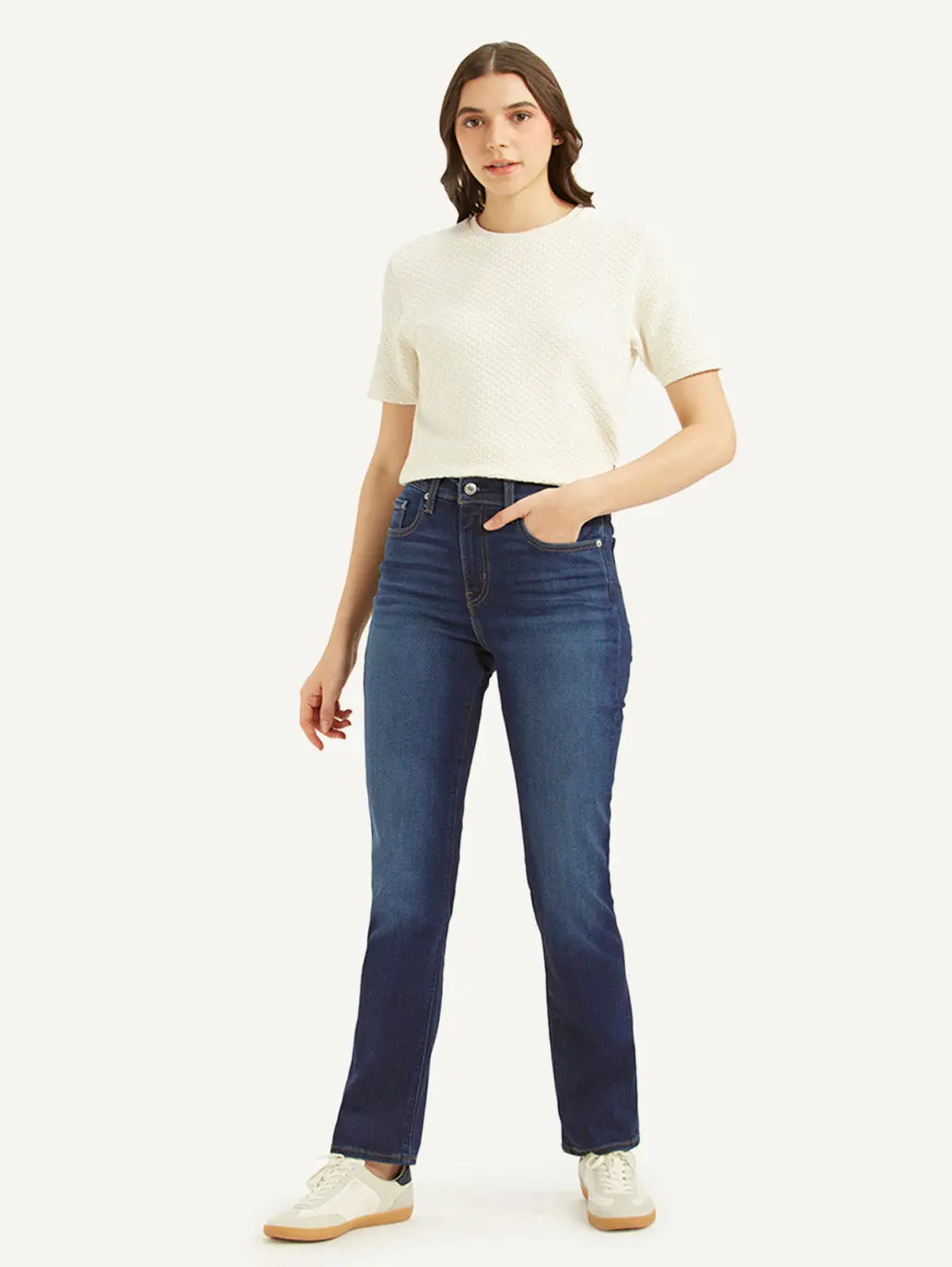 Women's 724 Dark Blue Slim Straight Fit High Rise Jeans 1