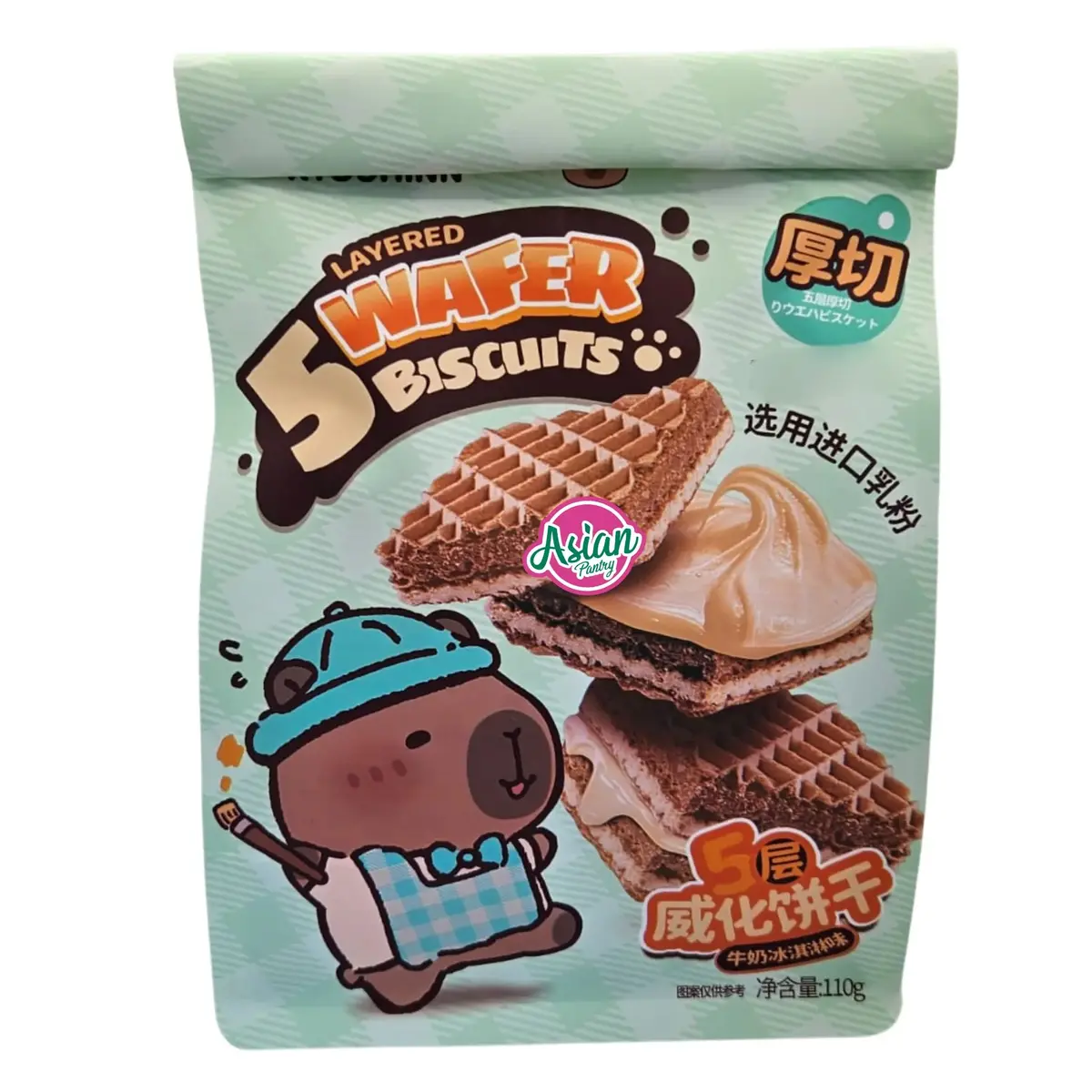 Sakuragi Ryouhinn Capybara Five-Layered Thick Slice Wafer Biscuits Milk Ice Cream Flavour 110G (Bbd: 13/03/2026) 1