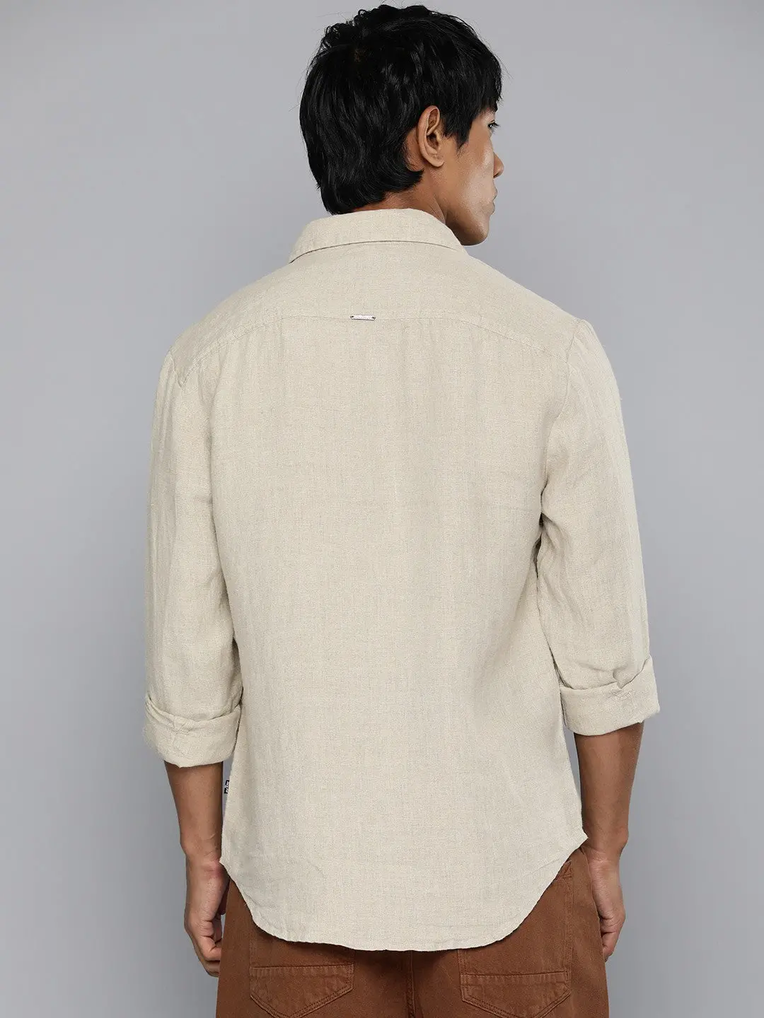 Men's Redloop Solid Slim Fit Linen Shirt 3
