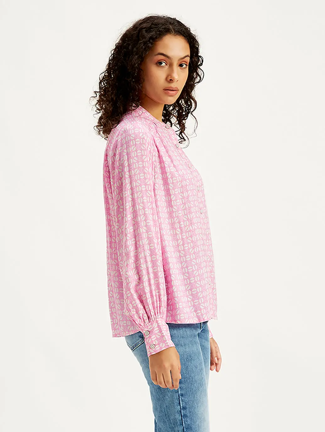Women's All Over Print Pink Top 1