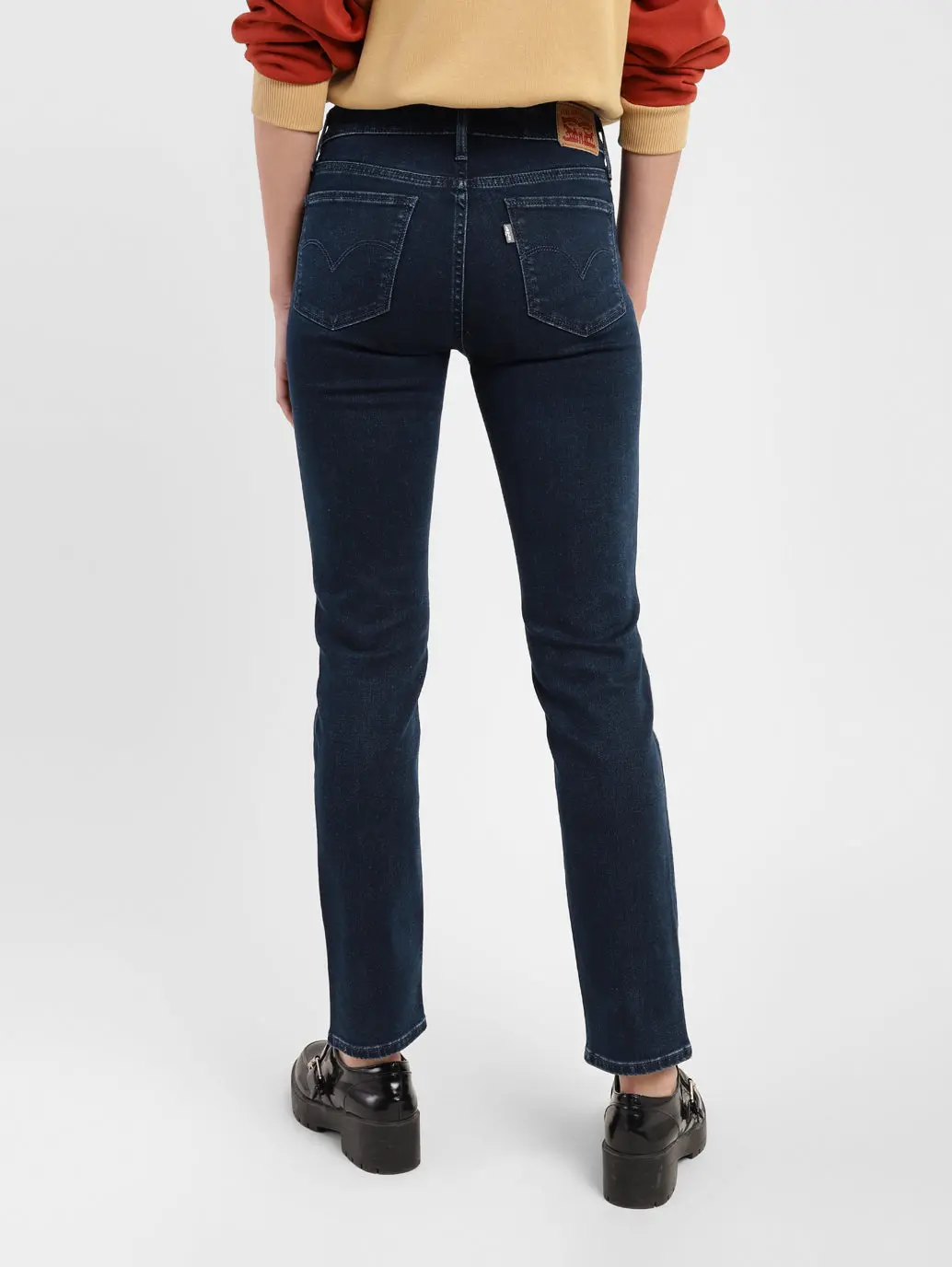 Women's 712 Blue Straight Fit Mid Rise Jeans 2