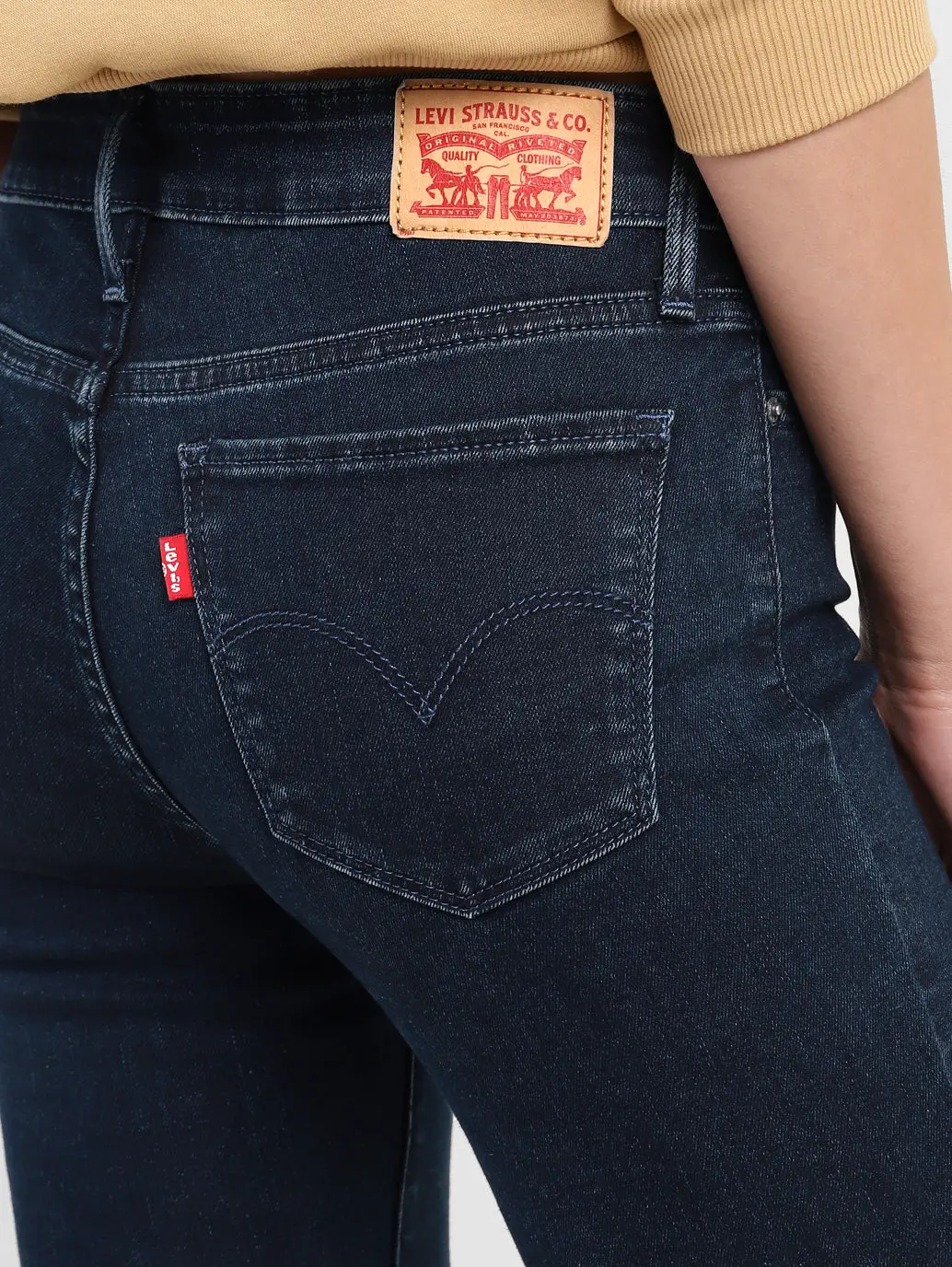 Women's 712 Blue Straight Fit Mid Rise Jeans 5