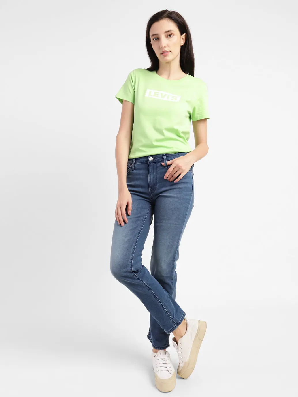 Women's 712 Blue Straight Fit Mid Rise Jeans 1