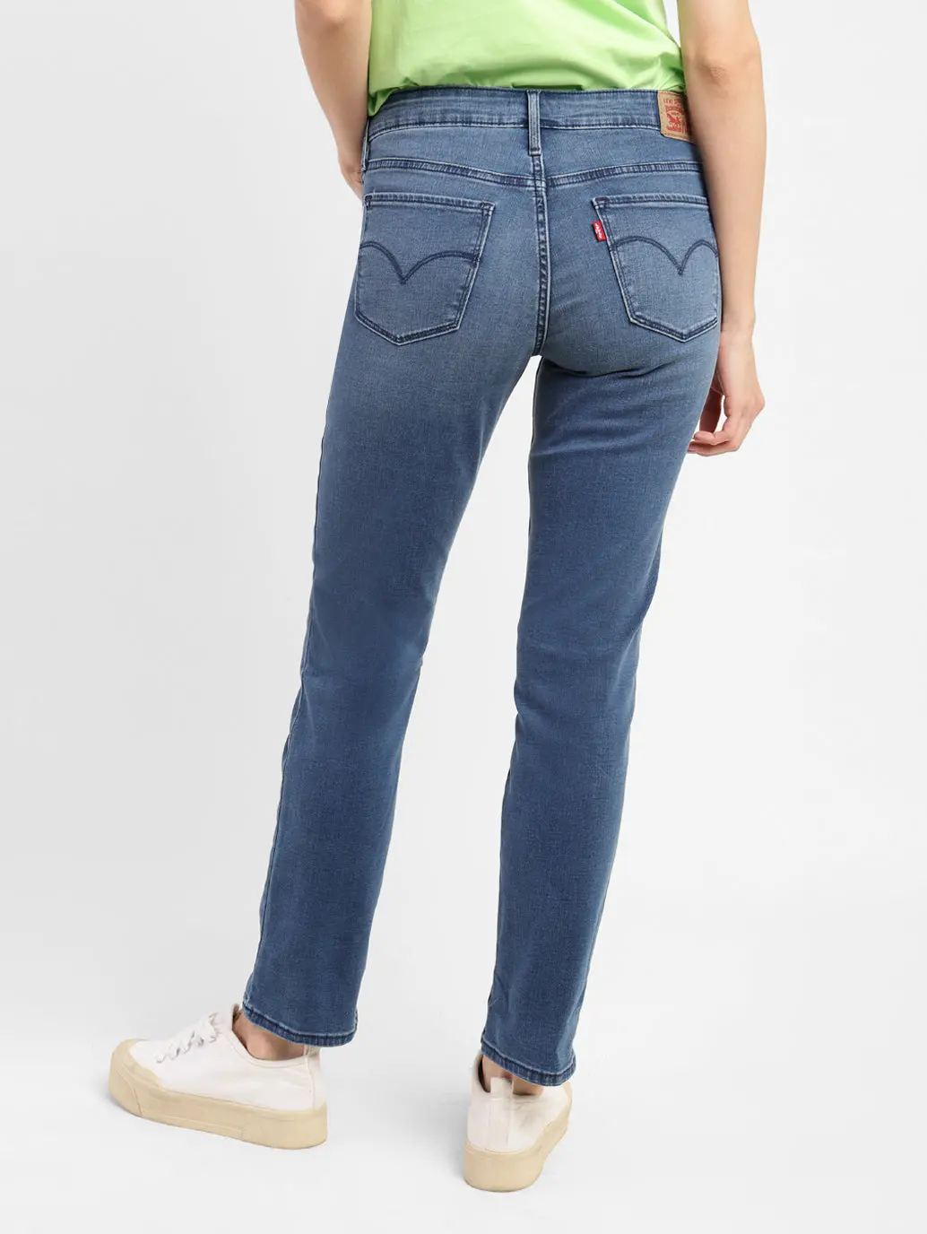 Women's 712 Blue Straight Fit Mid Rise Jeans 3