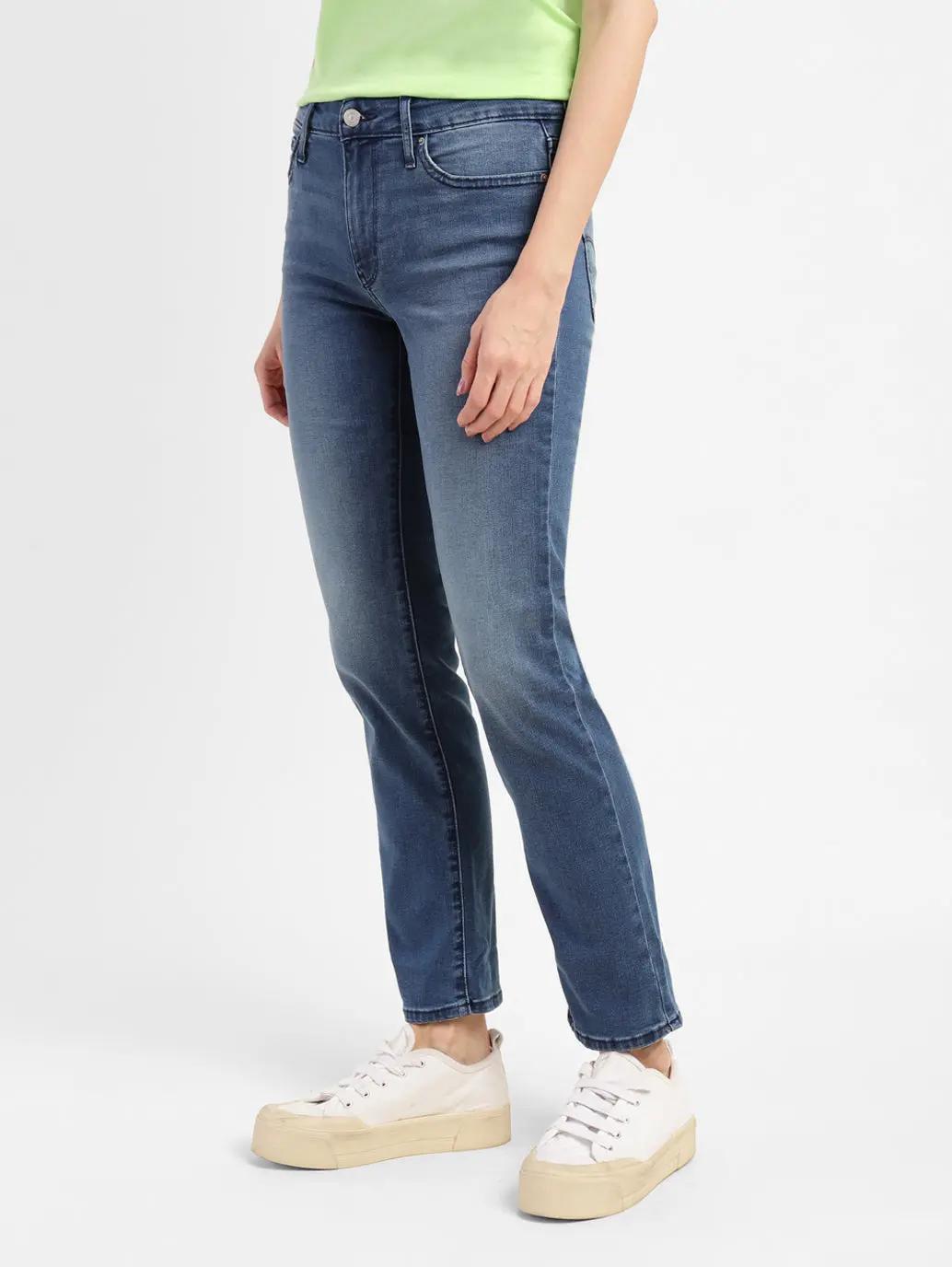 Women's 712 Blue Straight Fit Mid Rise Jeans 4