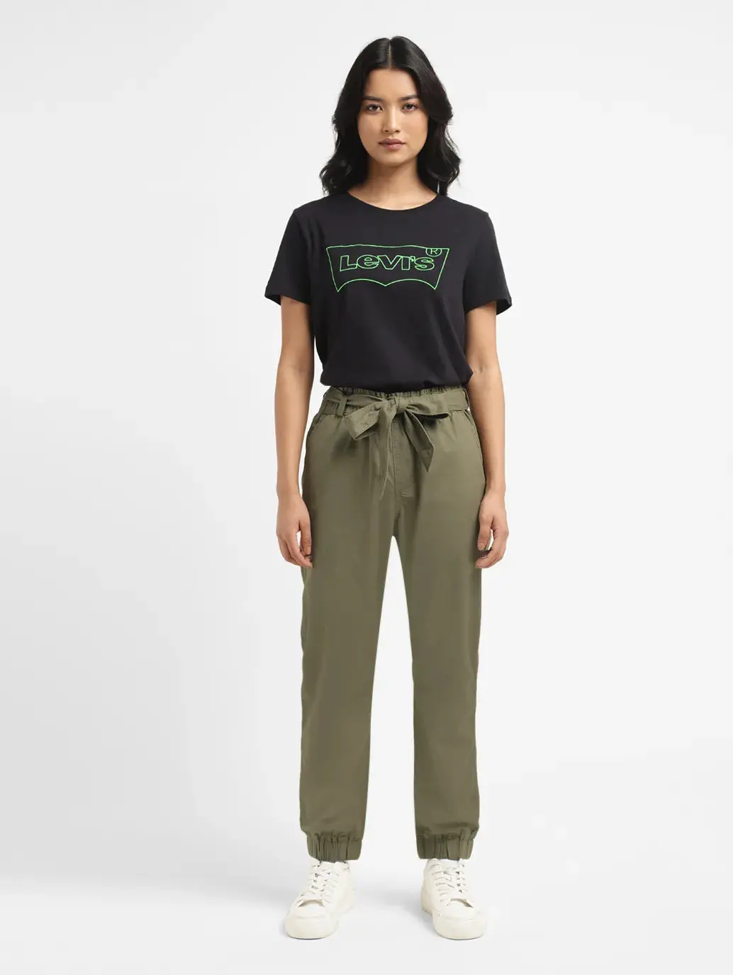 Women's High Rise Olive Regular Fit  Joggers 1