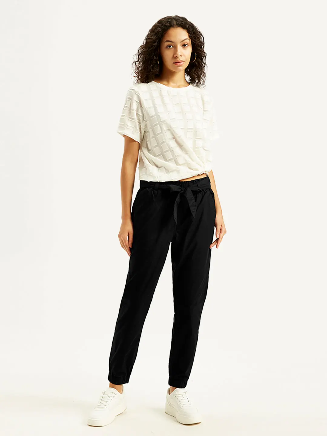 Women's High Rise Black Regular Fit Joggers 1