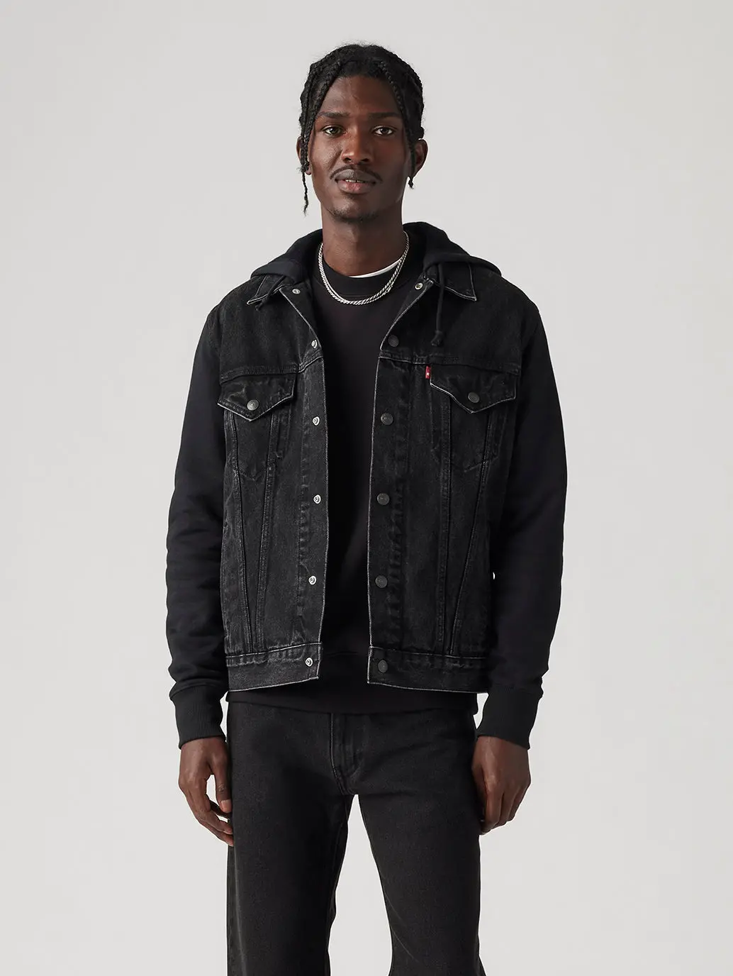 Men's Hybrid Hoodie V Denim Trucker Jacket 1
