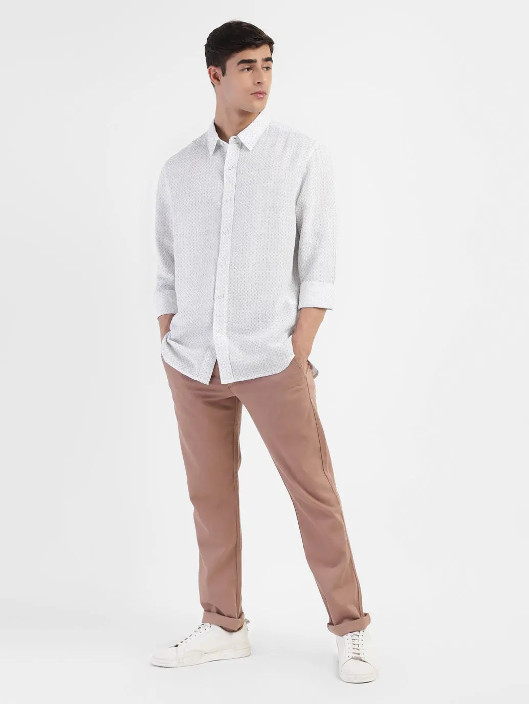 Men's Printed Spread Collar Linen Shirt 1