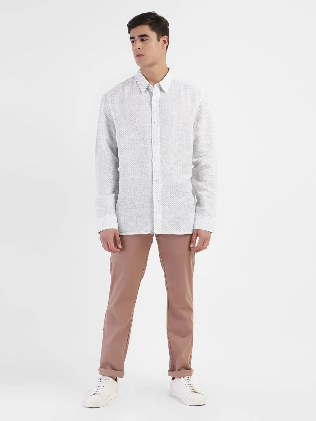 Men's Printed Spread Collar Linen Shirt 5