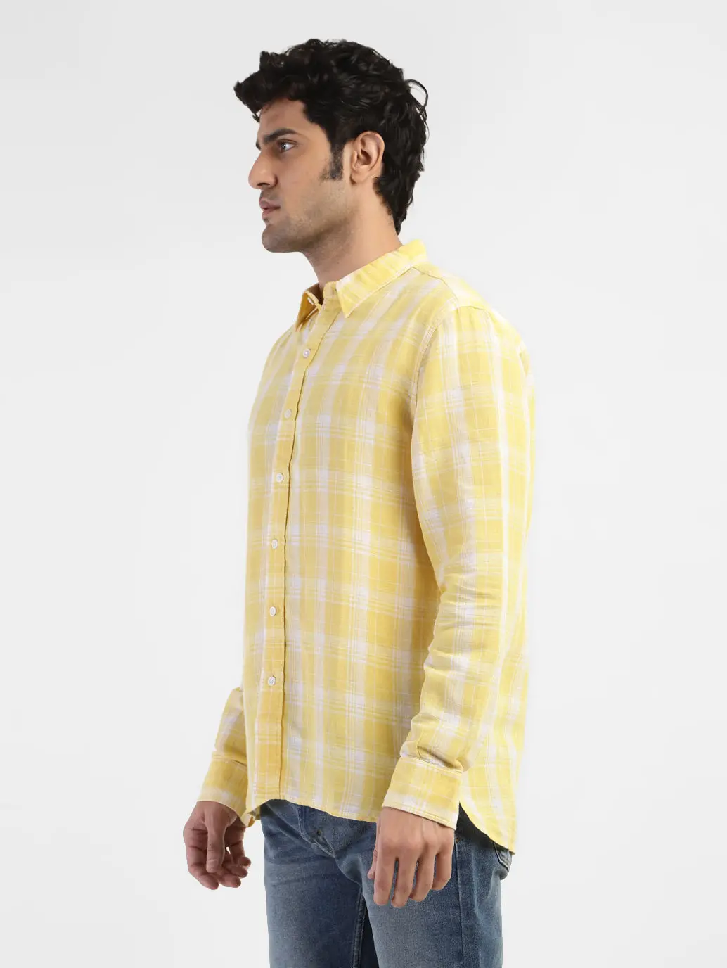 Men's Checkered Spread Collar Linen Shirt 4
