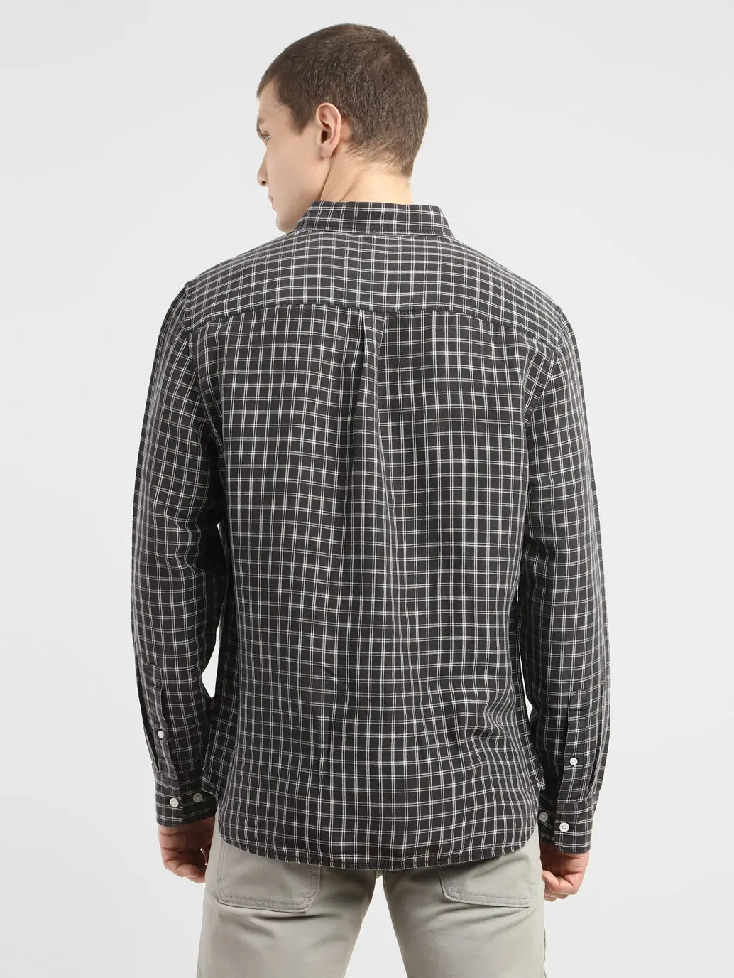 Men's Checkered Spread Collar Linen Shirt 3