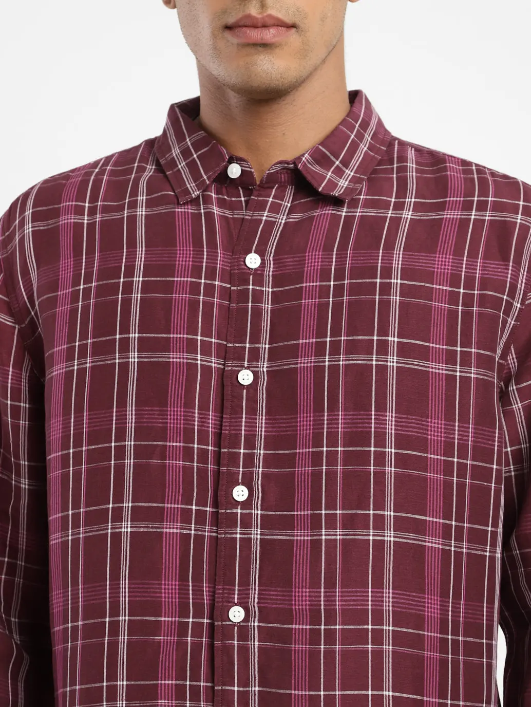 Men's Checkered Spread Collar Linen Shirt 5