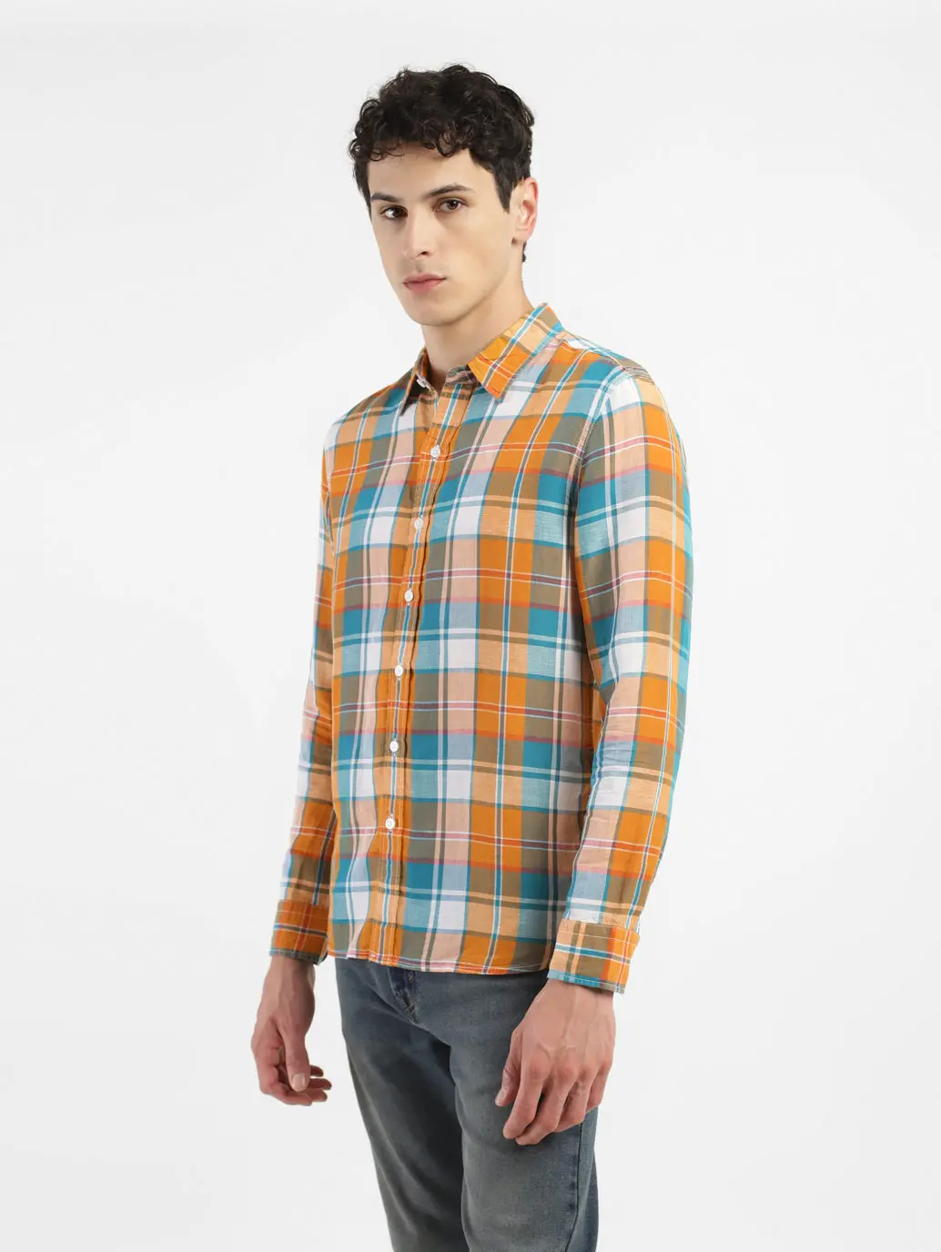 Men's Chekered Slim Fit Linen Shirts 3