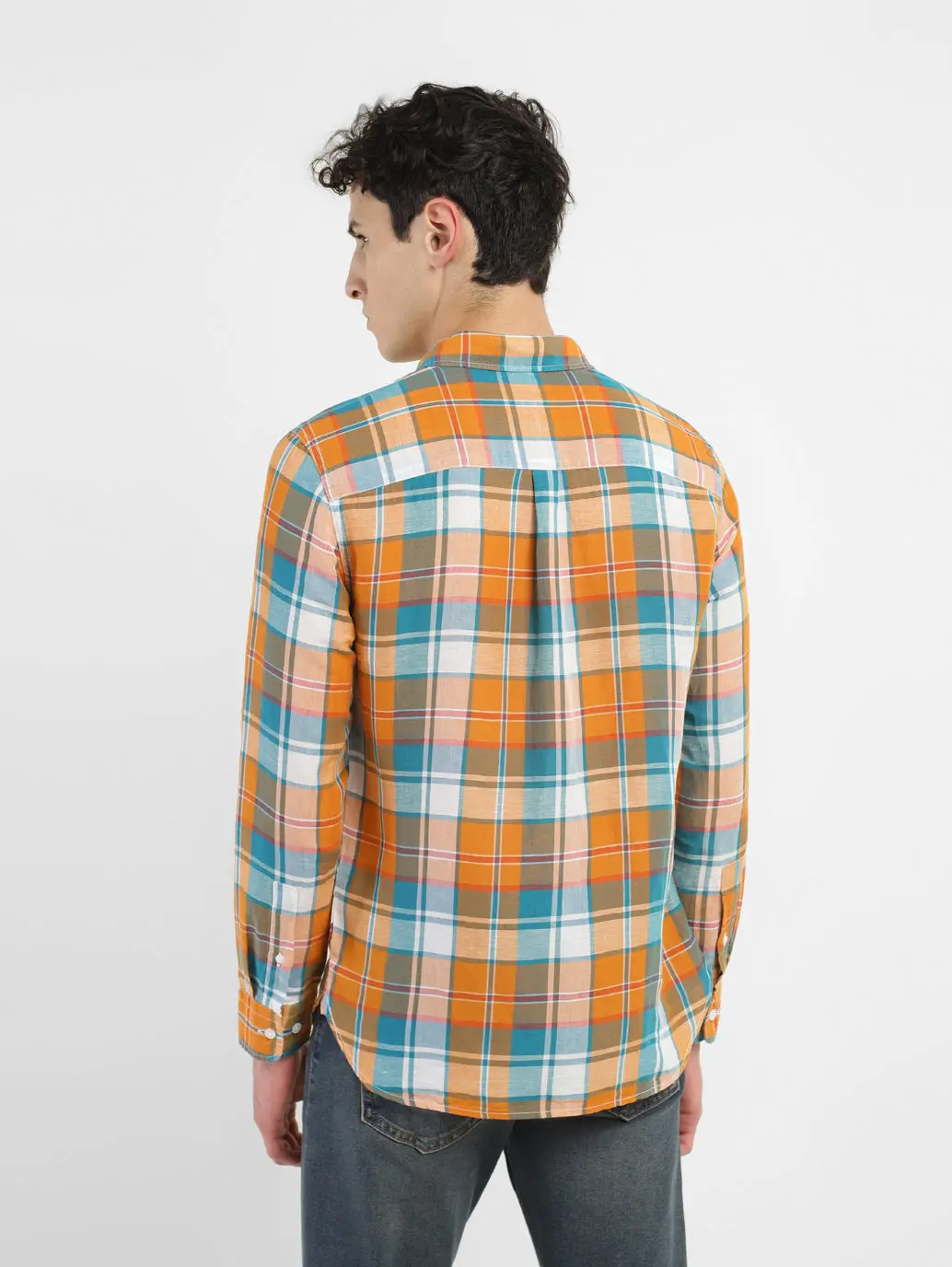 Men's Chekered Slim Fit Linen Shirts 4