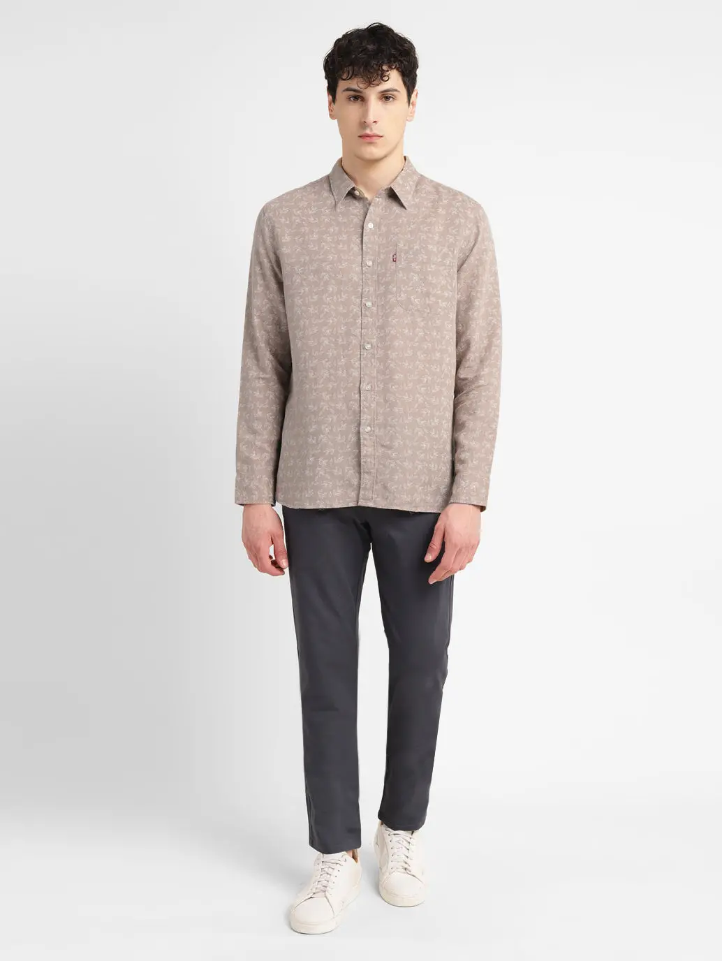 Men's Printed Spread Collar Shirt 1
