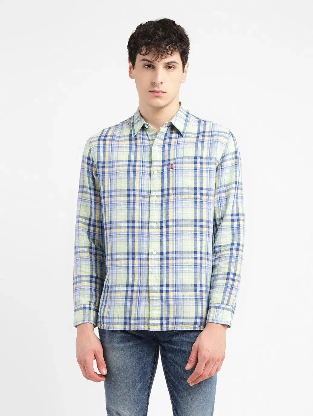Men's Checkered Slim Fit Linen Shirt 2