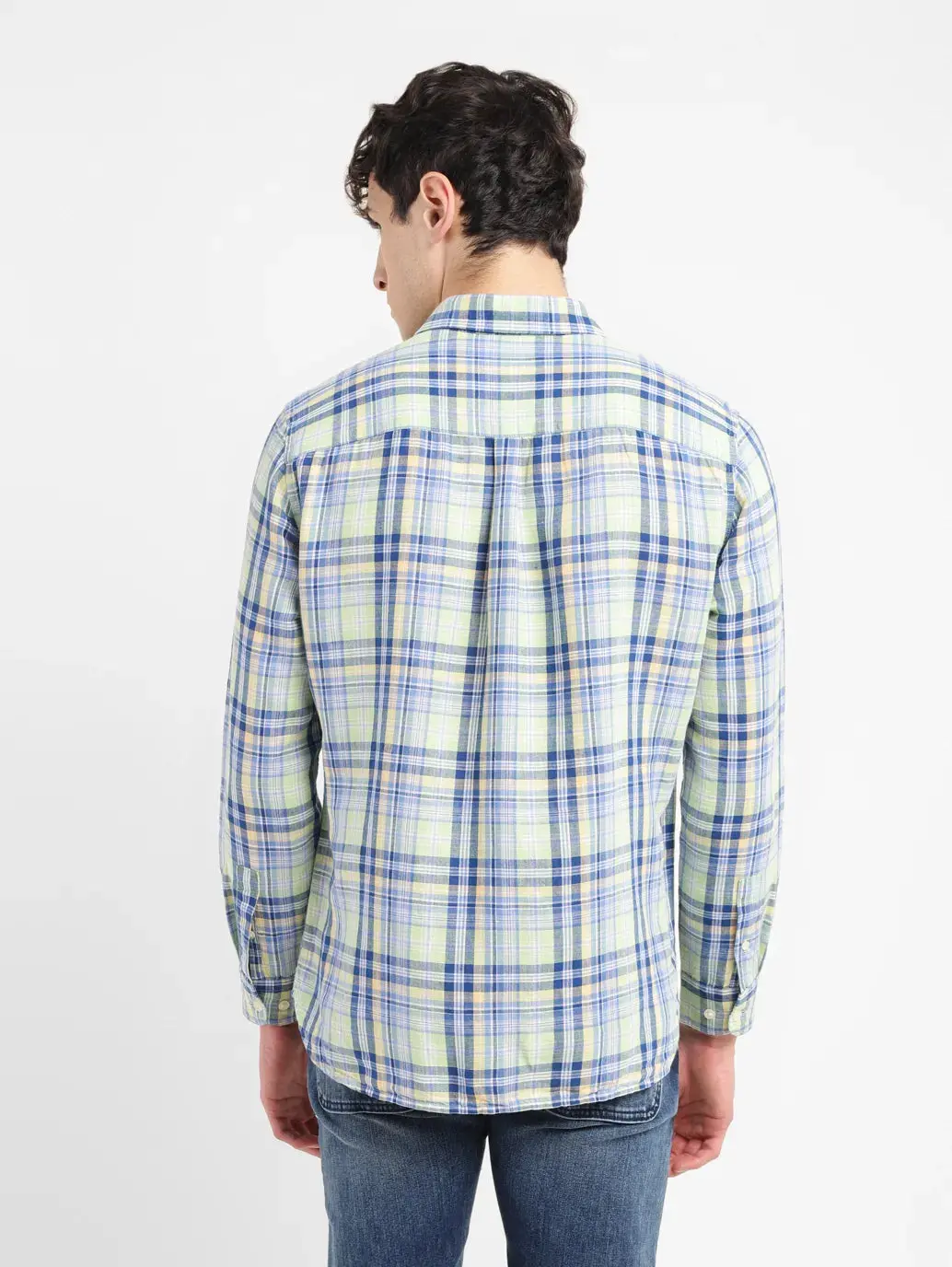Men's Checkered Slim Fit Linen Shirt 3
