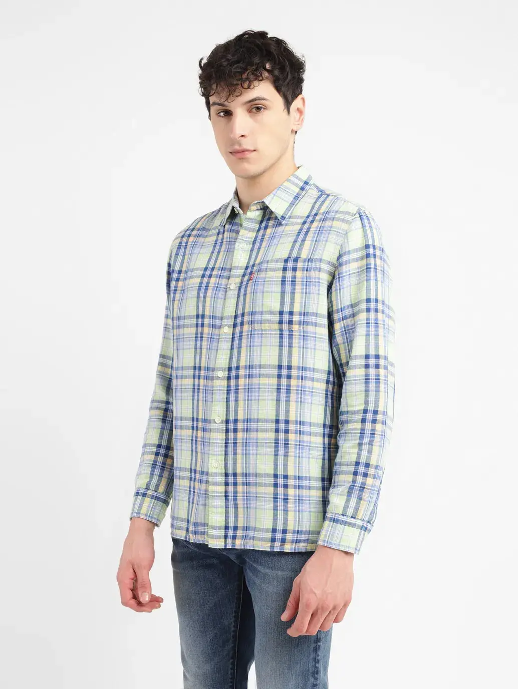 Men's Checkered Slim Fit Linen Shirt 4