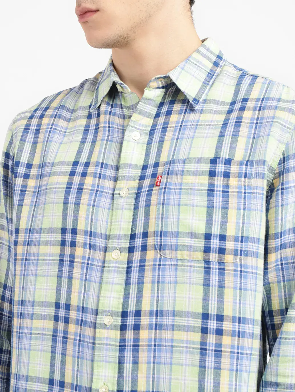 Men's Checkered Slim Fit Linen Shirt 5
