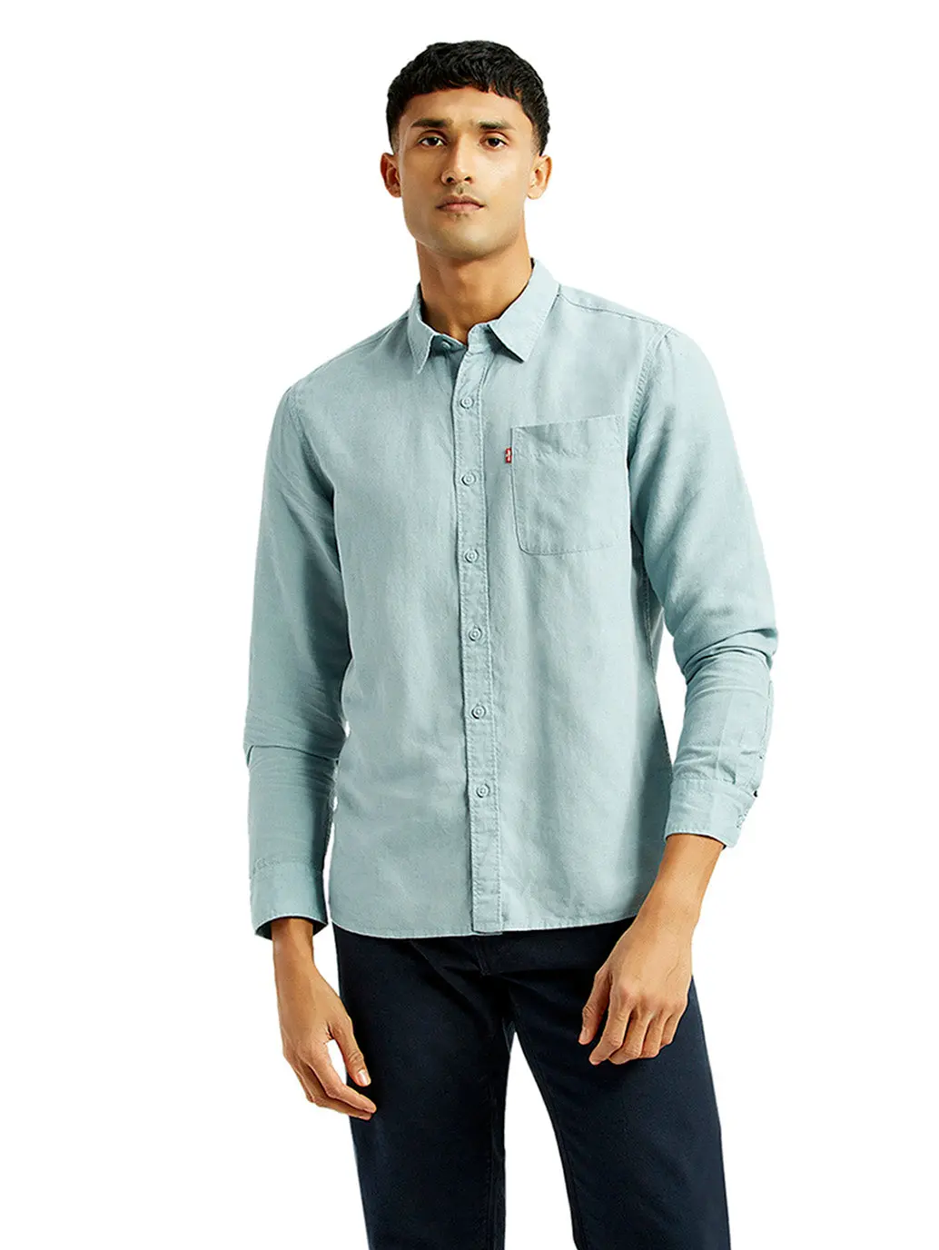 Men's Solid Slim Fit Linen Shirt 1