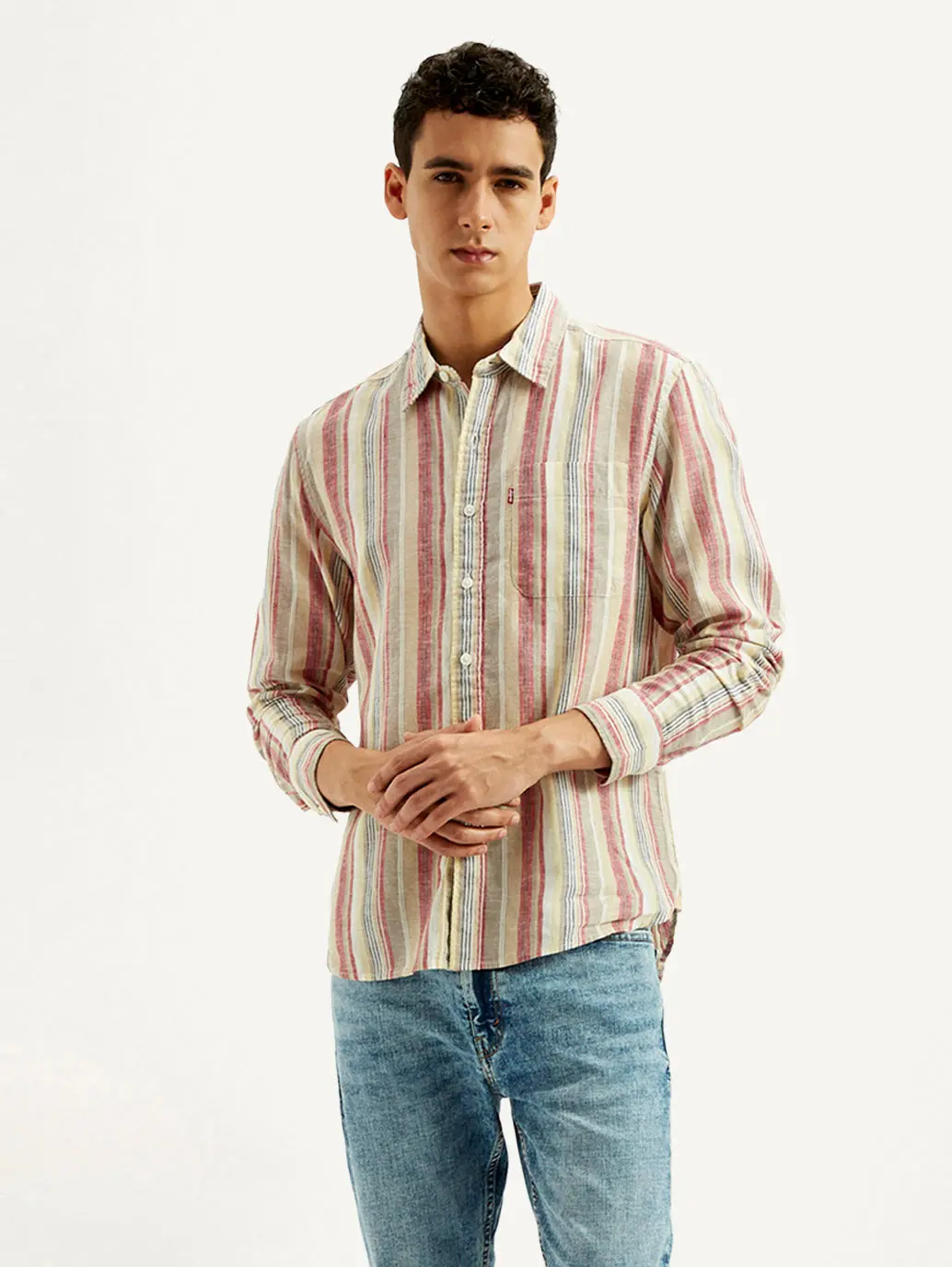 Men's Striped Slim Fit Linen Shirt 1