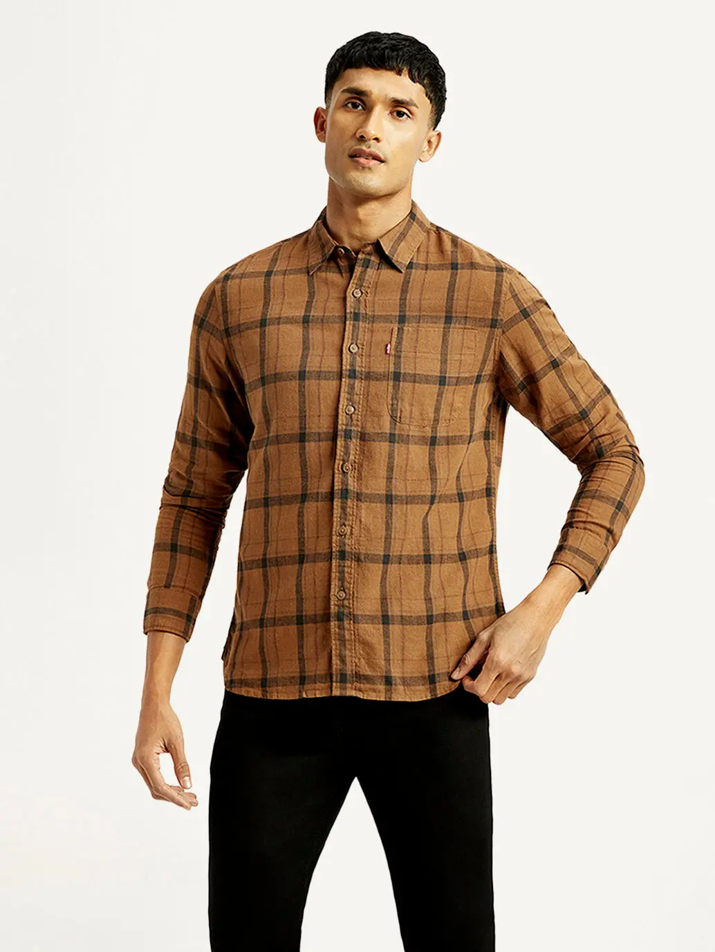 Men's Checkered Slim Fit Linen Shirt 5