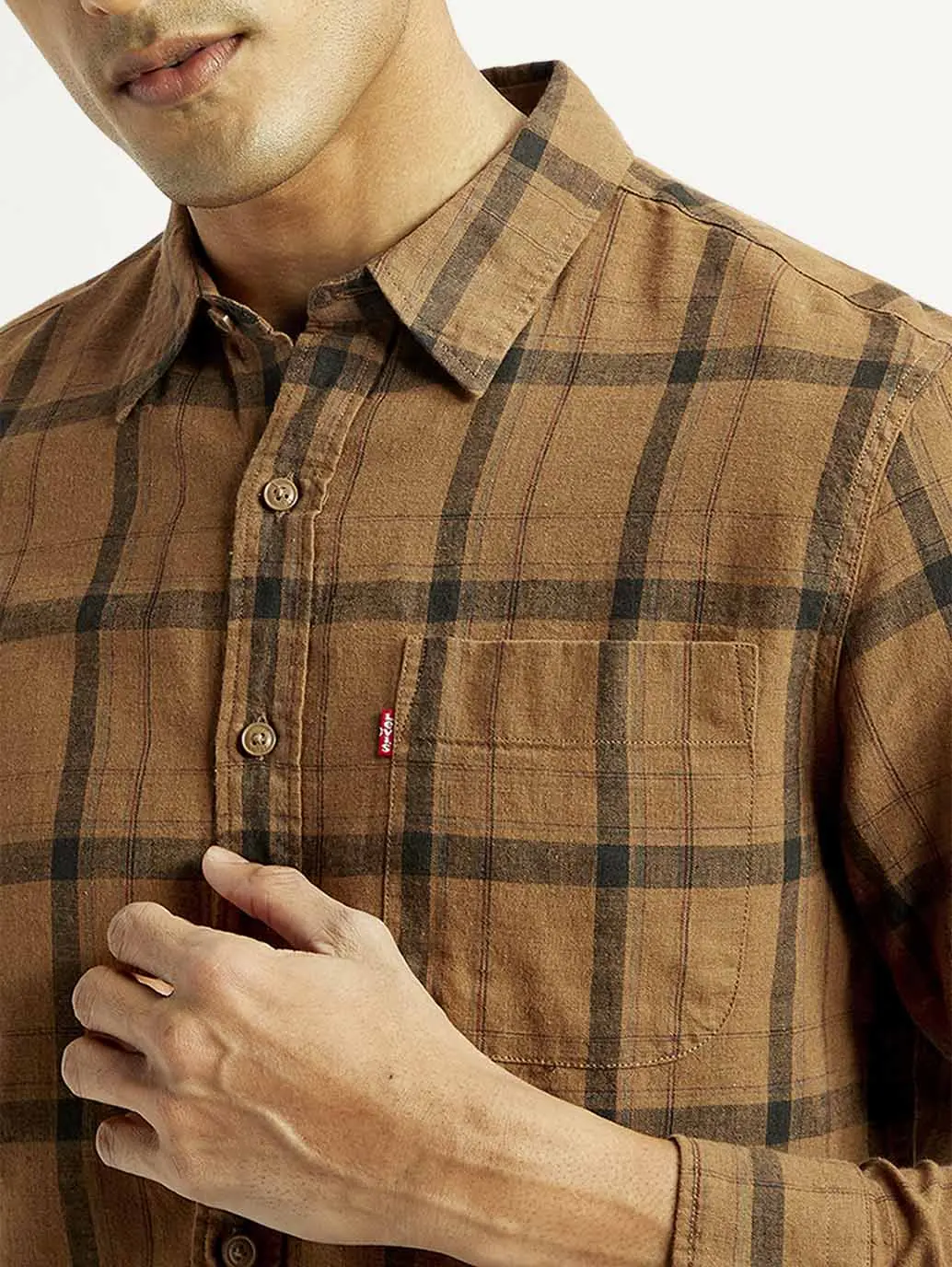 Men's Checkered Slim Fit Linen Shirt 3