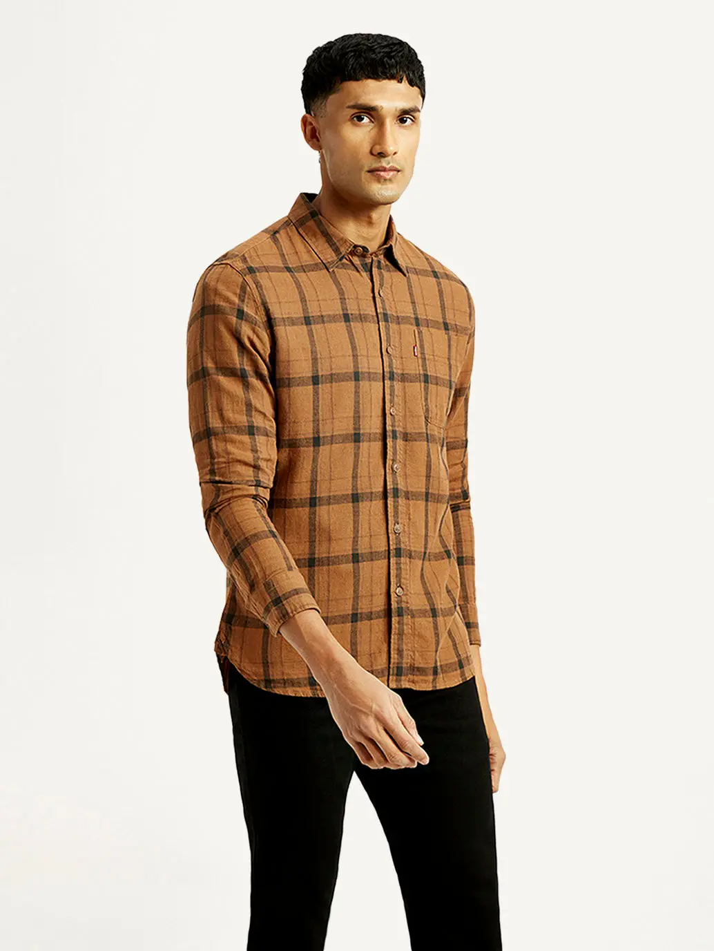 Men's Checkered Slim Fit Linen Shirt 4