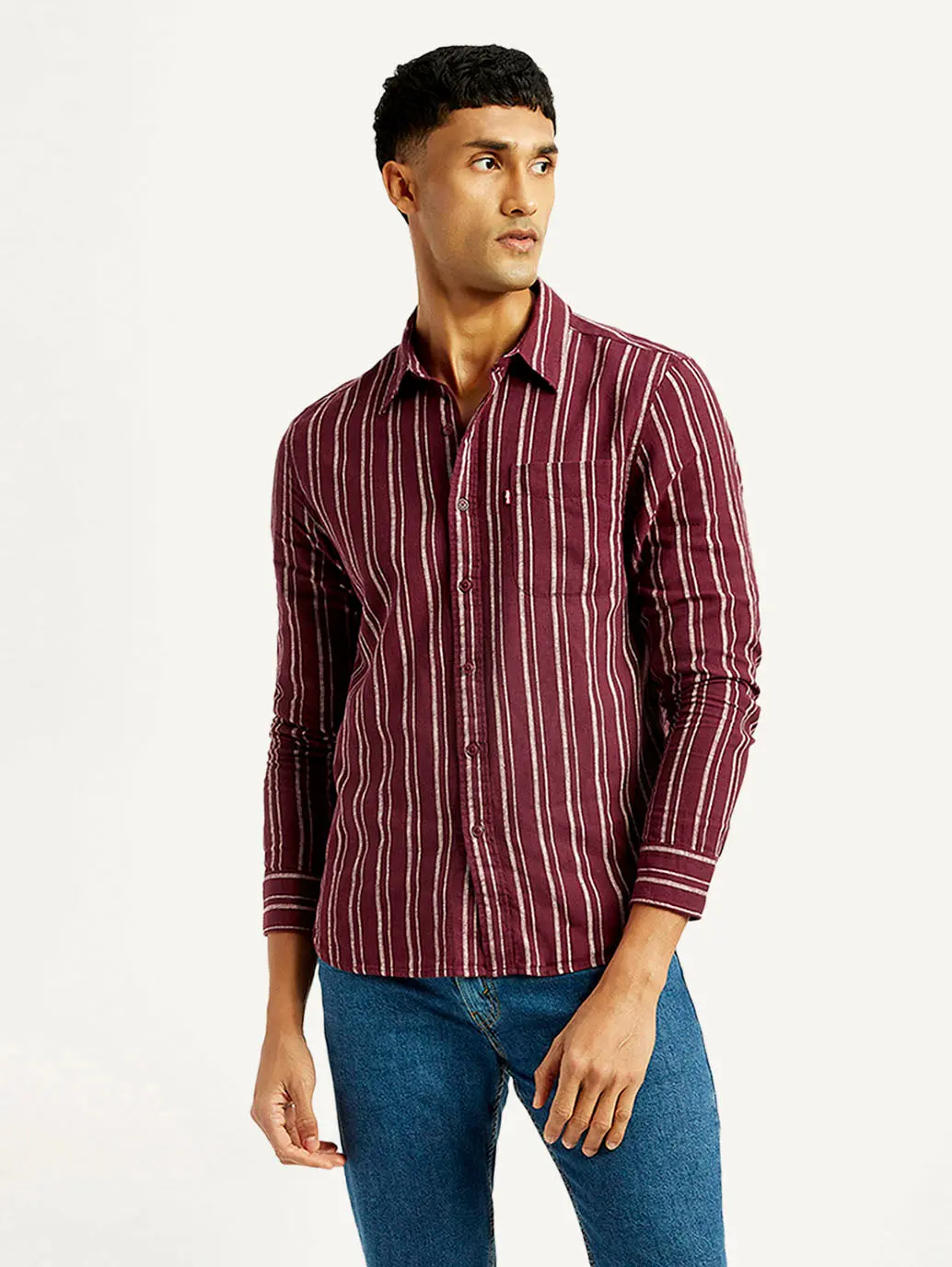 Men's Striped Slim Fit Linen Shirt 1