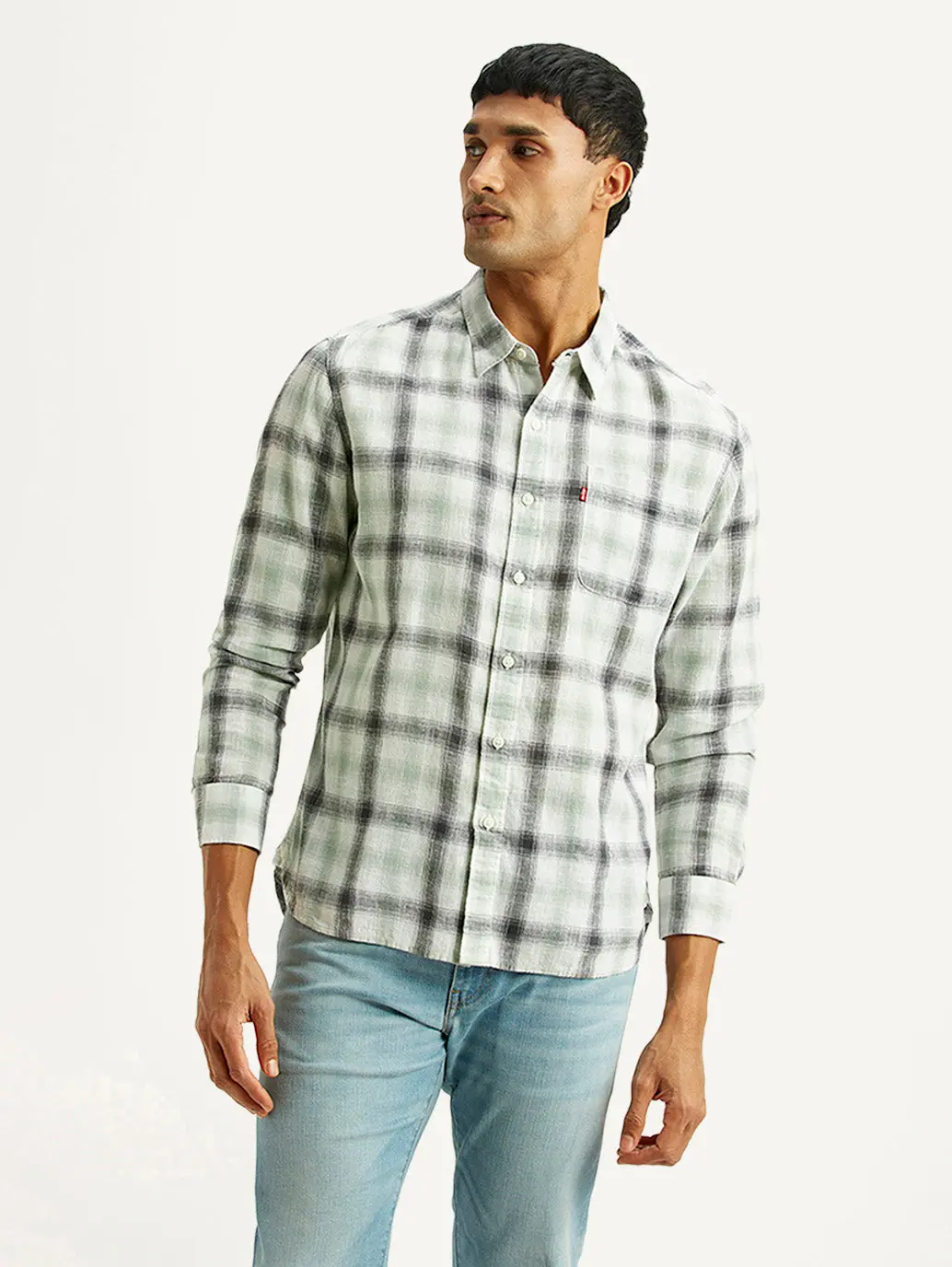Men's Checkered Multicolor Slim Fit Linen Shirt 1