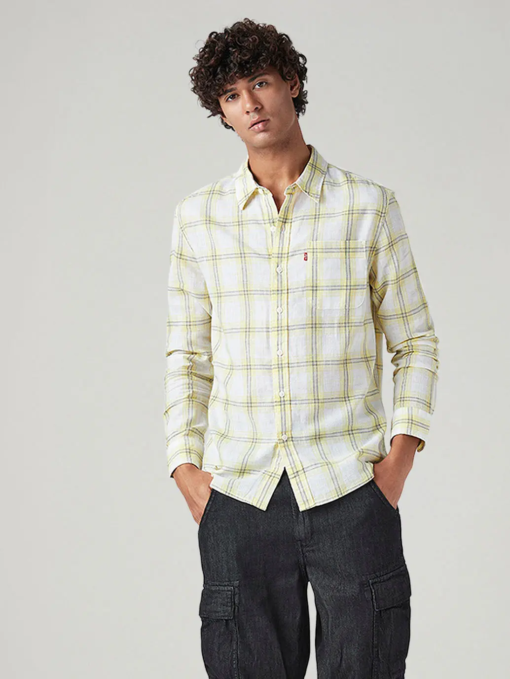Men's Checkered Slim Fit Linen Shirt 1