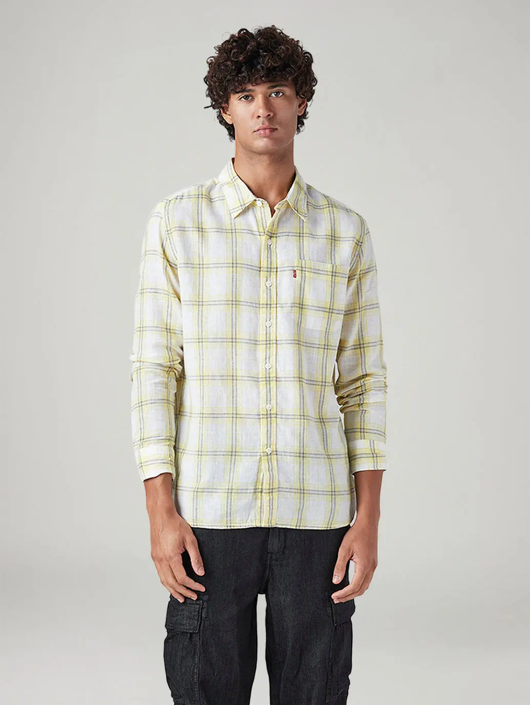Men's Checkered Slim Fit Linen Shirt 2