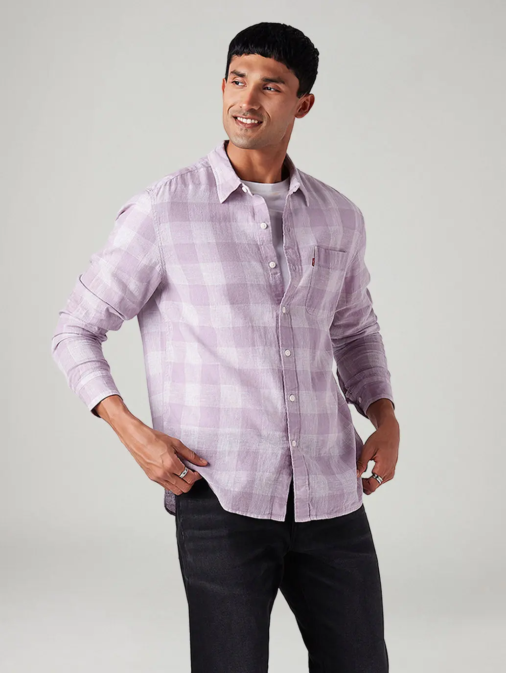 Men's Checkered Slim Fit Linen Shirt 1