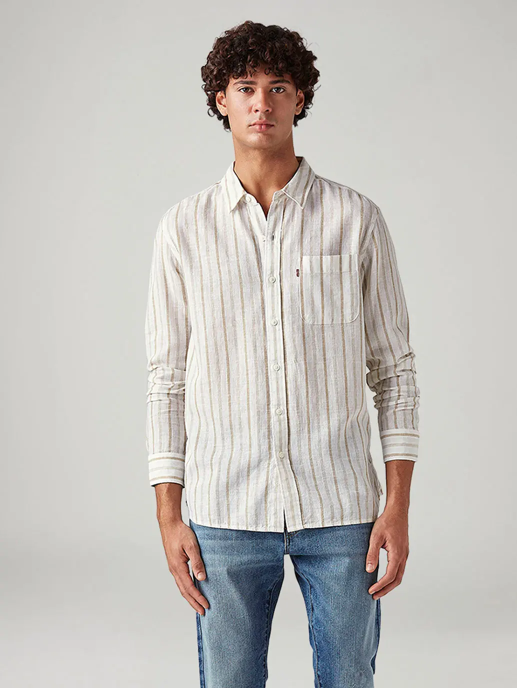 Men's Striped Slim Fit Linen Shirt 1