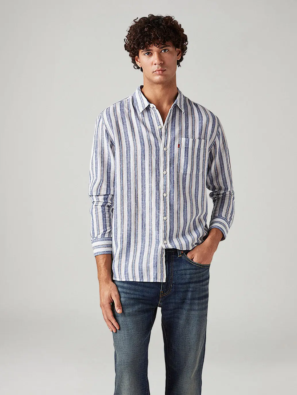Men's Striped Slim Fit Linen Shirt 1
