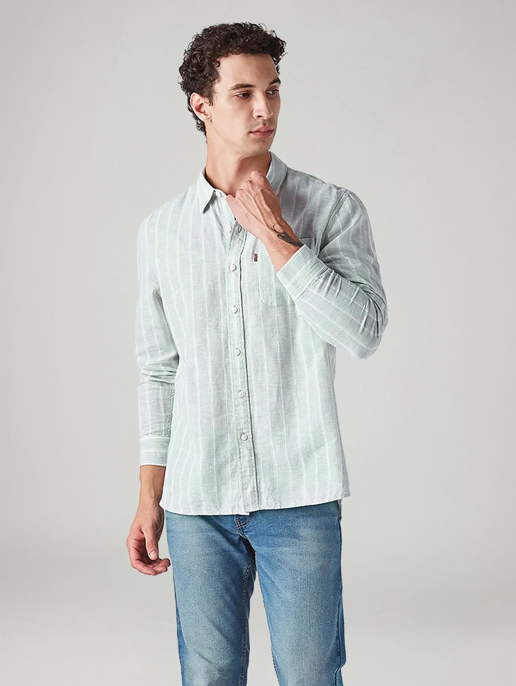 Men's Striped Slim Fit Linen Shirt 1