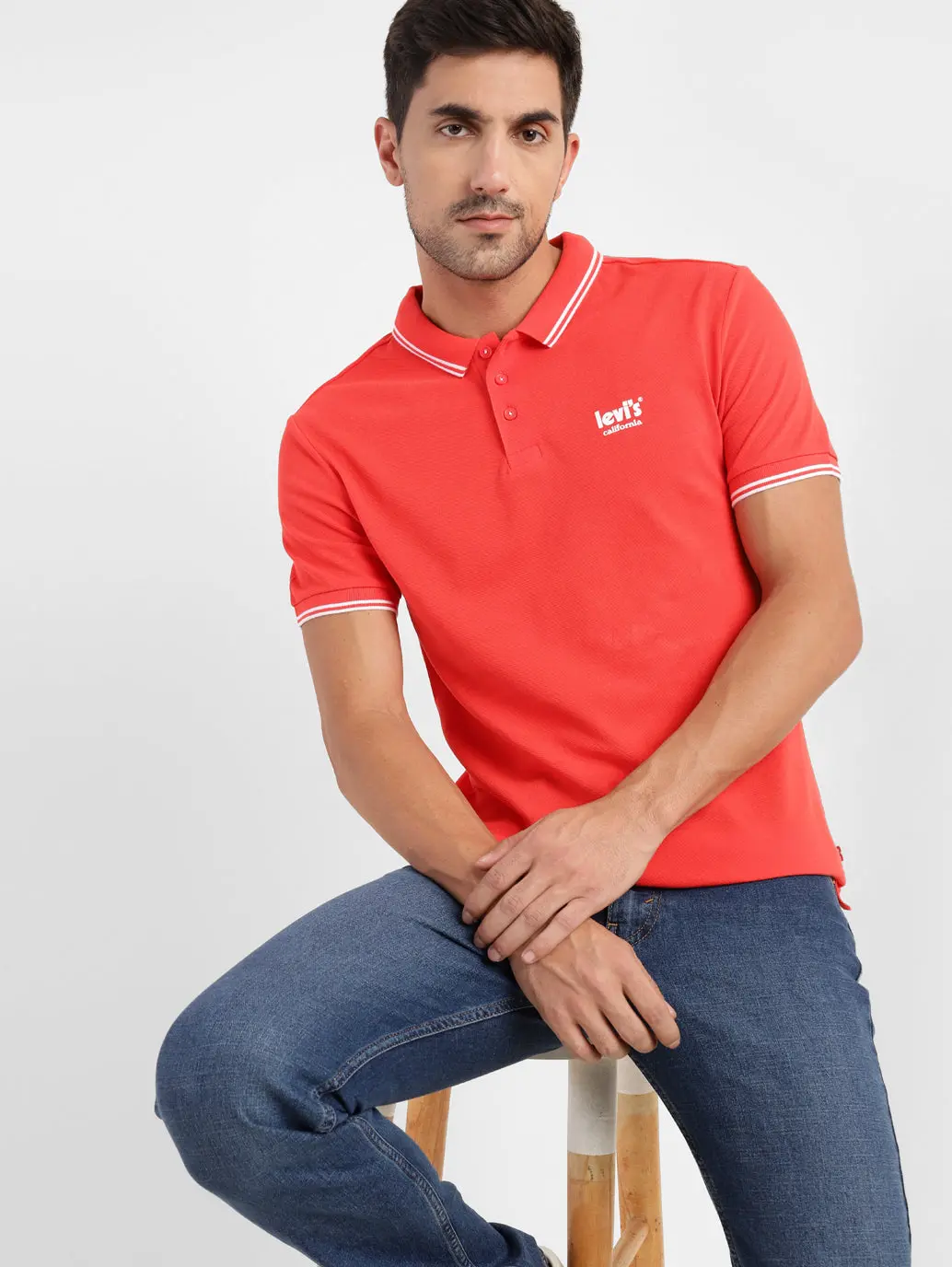 Men's Solid Polo T-Shirt Red 1