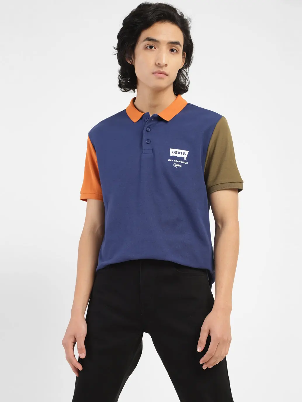Men's Blue Polo Collar T-Shirt 1